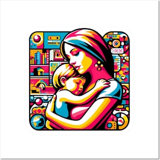 Colorful Mother and Child in the City Love Artwork mother's day Posters and Art